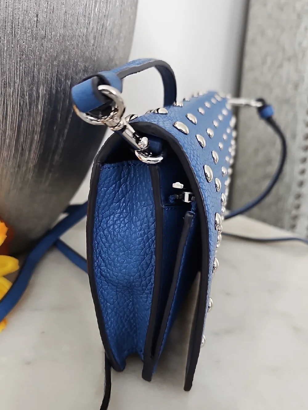 Coach Lapis Blue Ombré Rivets Fold Over Crossbody Bag - Picture 6 of 10